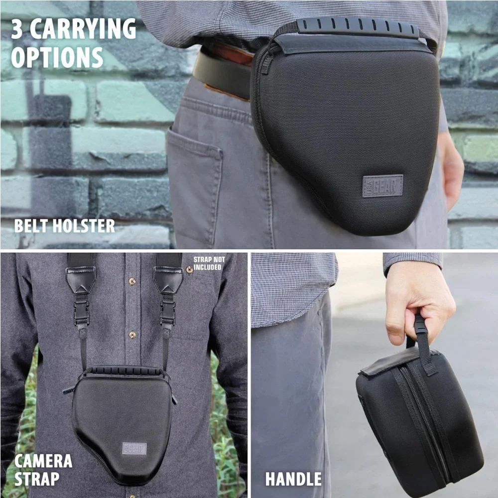 USA Gear Hard Shell DSLR Camera Case (Black) with Molded EVA Protection